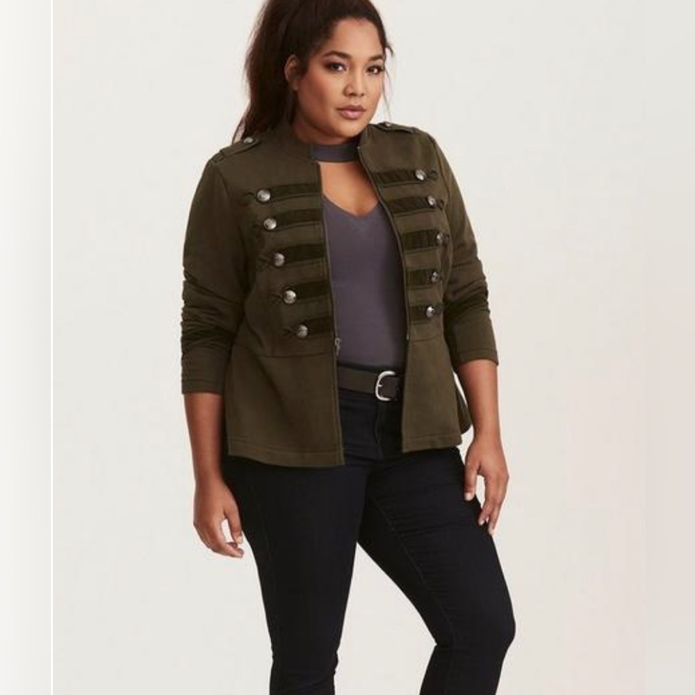 Embellished Zip Front Military Jacket (2x)